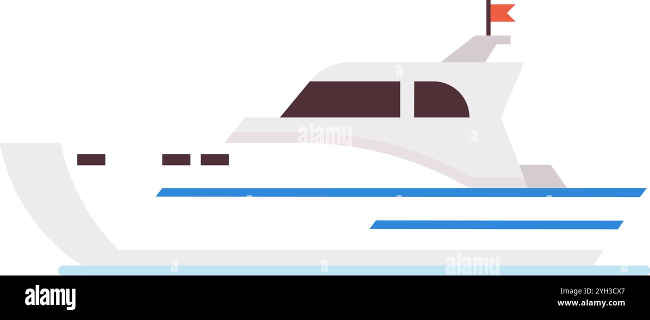 Luxueux yacht blanc navigue gracieusement sur des eaux bleues calmes, évoquant l'opulence et la détente pour ceux qui recherchent une escapade tranquille Illustration de Vecteur