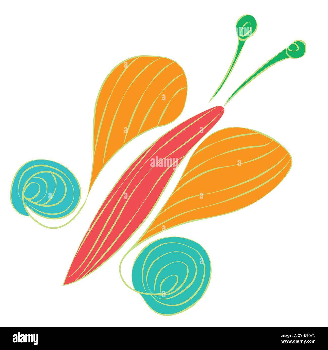 Logo papillon rayé abstrait coloré Illustration de Vecteur