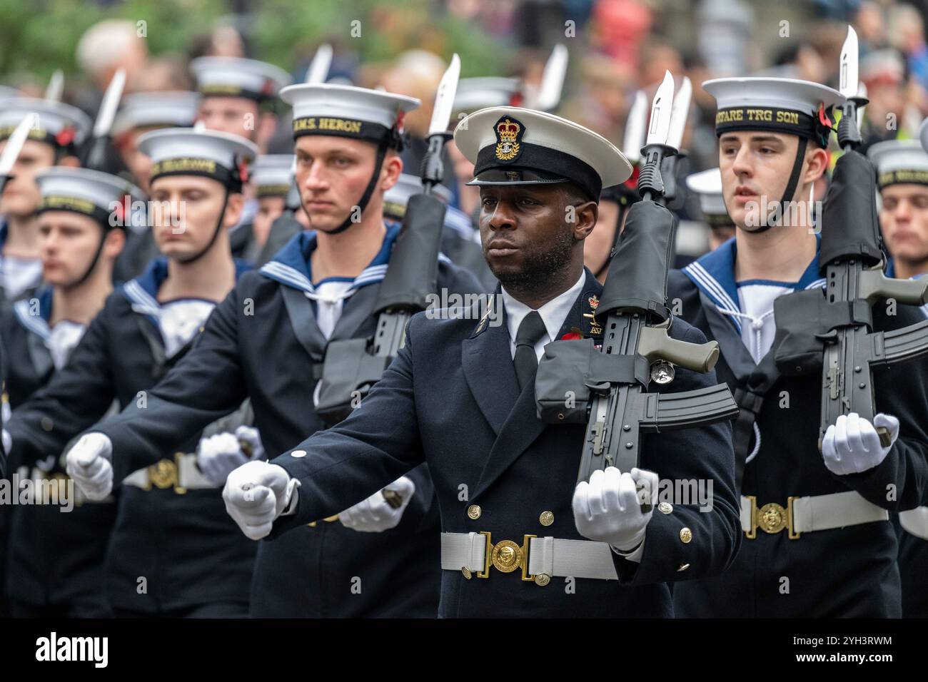 Londres, Royaume-Uni. 9 novembre 2024. Royal Navy dans le Lord Mayor's Show, la plus ancienne et la plus grandiose procession civique du monde, datant du début du XIIIe siècle, lorsque le roi Jean a accordé à la ville de Londres la possibilité de nommer son propre maire. Cette année, Alastair King DL, nouvellement élu, est le 696e lord maire de la ville de Londres et, pendant le Lord Mayor’s Show, fait son chemin de la ville à Westminster lointain pour jurer loyauté envers la Couronne. Credit : Stephen Chung / Alamy Live News Banque D'Images