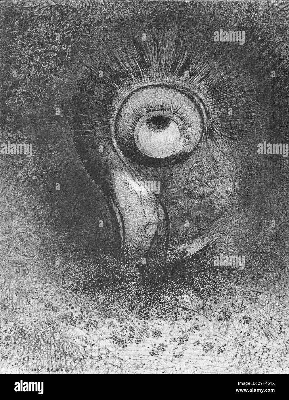 'Odilon Redon - il y a peut-être eu une première vision tentée dans la fleur - 1883 Banque D'Images