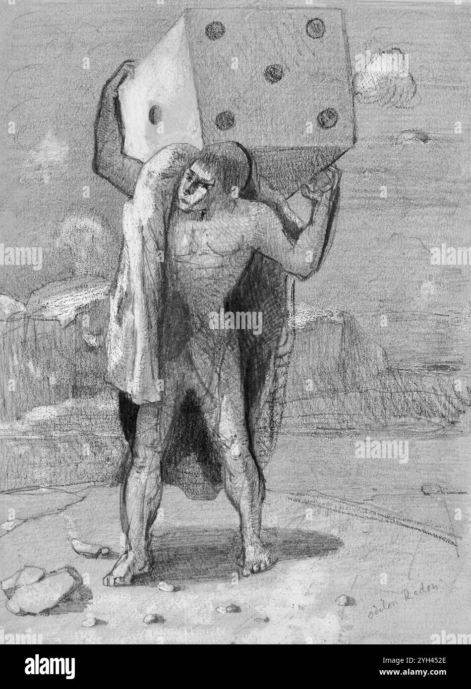 Odilon Redon - le Diceman ou le poids des passions - 1878-1882 Banque D'Images
