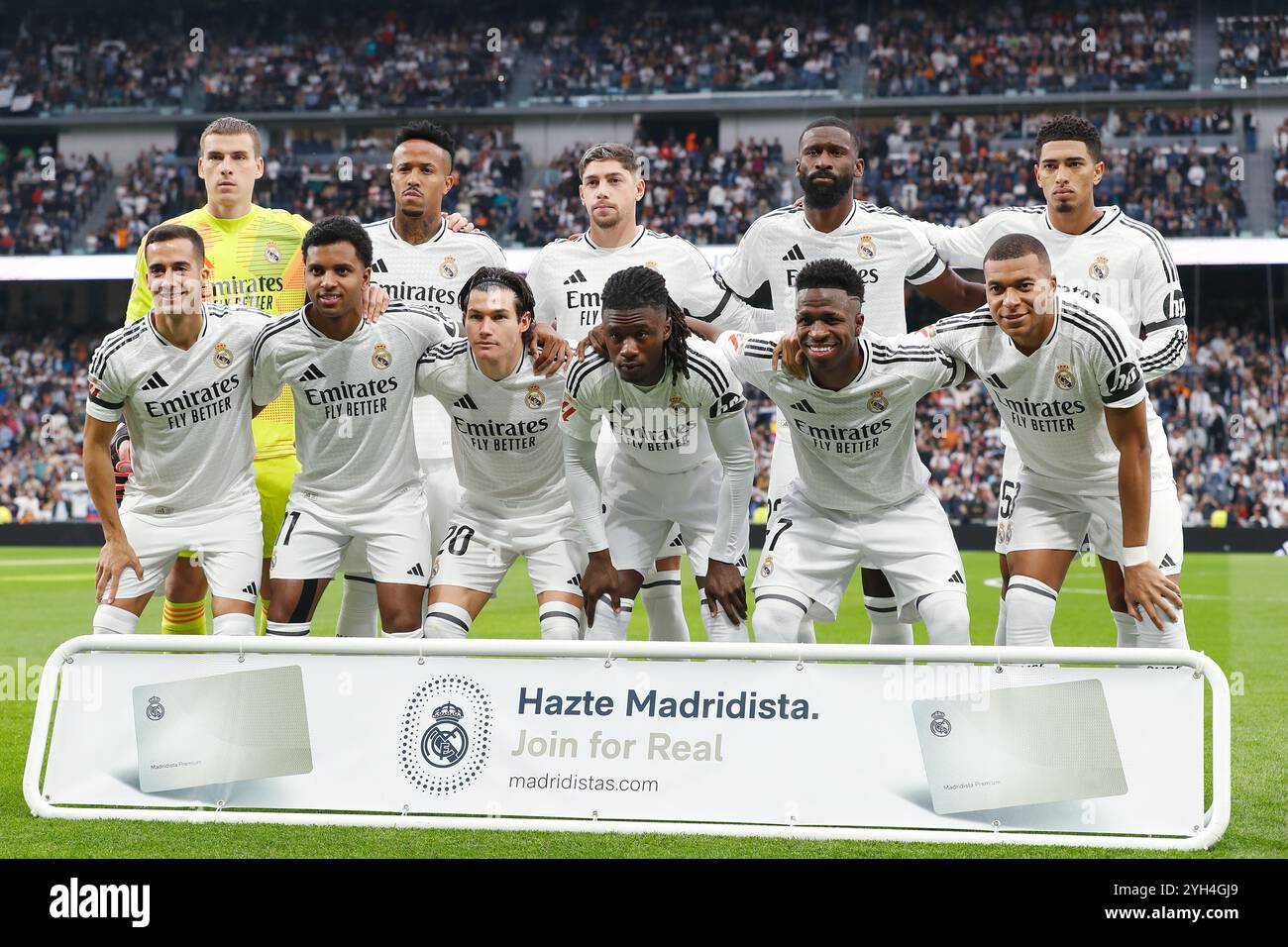 Madrid, Espagne. 9 novembre 2024. Real Madrid Team line-up (Real) Football/Football : Espagnol 'LaLiga EA Sports' match entre le Real Madrid CF 4-0 CA Osasuna à l'Estadio Santiago Bernabeu à Madrid, Espagne . Crédit : Mutsu Kawamori/AFLO/Alamy Live News Banque D'Images