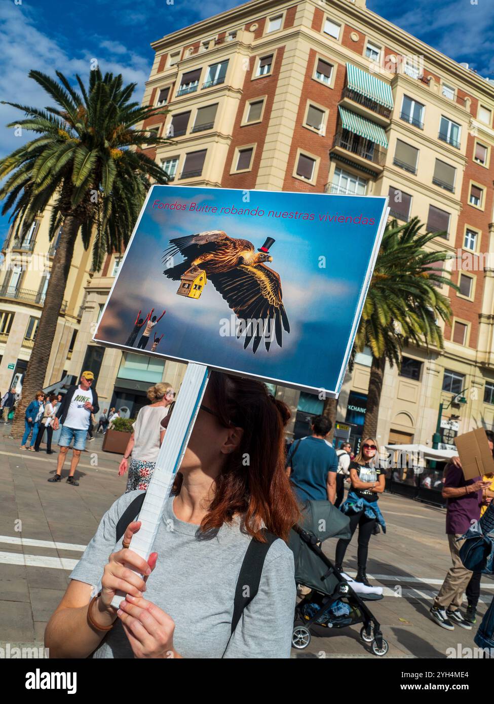 11/09/2024. Malaga, Espagne. Manifestation contre la spéculation immobilière dans la ville de Malaga. Banque D'Images