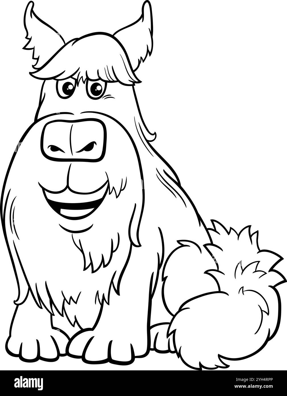 Illustration de dessin animé de la page de coloriage de personnage d'animal de chien Illustration de Vecteur