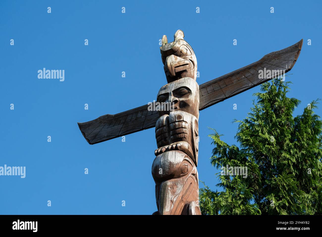 Canada, Colombie-Britannique, Vancouver, Stanley Park. Totem des Premières Nations à Brockton point. Banque D'Images