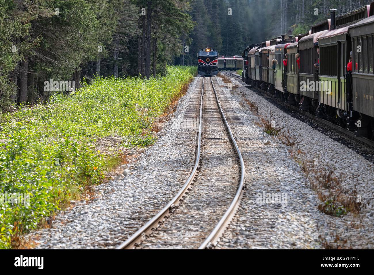 États-Unis, Alaska, Skagway. Historique White Pass et Yukon route chemin de fer à voie étroite. Banque D'Images