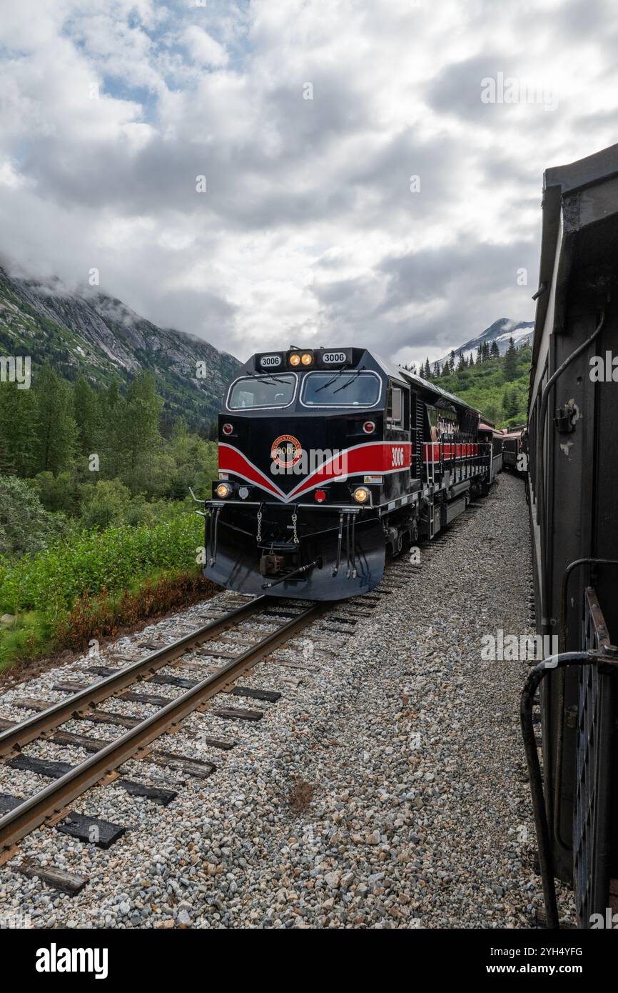 États-Unis, Alaska, Skagway. Historique White Pass et Yukon route chemin de fer à voie étroite. Banque D'Images