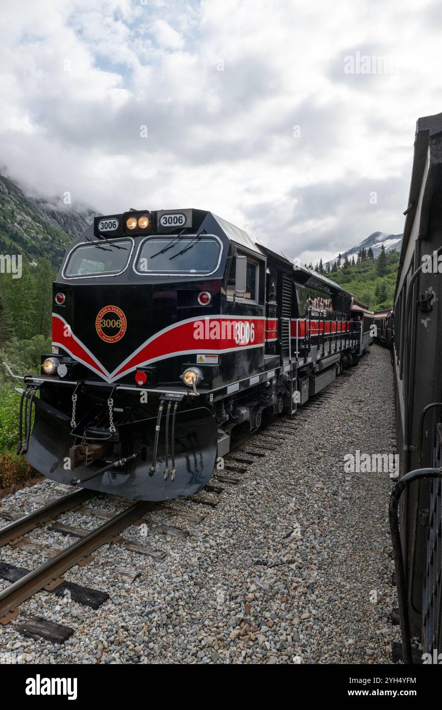 États-Unis, Alaska, Skagway. Historique White Pass et Yukon route chemin de fer à voie étroite. Banque D'Images