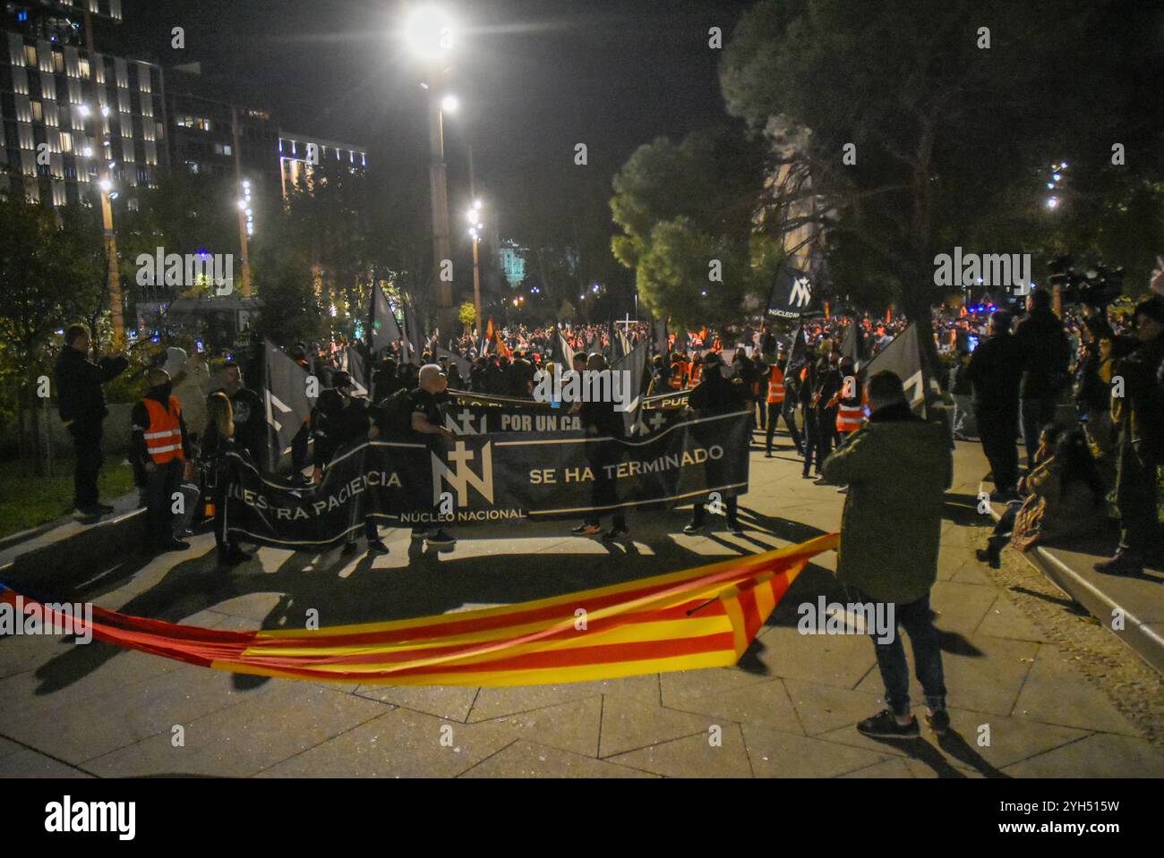 Madrid, Madrid, ESPAGNE. 9 novembre 2024. L’organisation fasciste NÃºcleo Nacional retourne dans les rues pour protester contre le gouvernement espagnol et la direction de la DANA. (Crédit image : © Richard Zubelzu/ZUMA Press Wire) USAGE ÉDITORIAL SEULEMENT! Non destiné à UN USAGE commercial ! Crédit : ZUMA Press, Inc/Alamy Live News Banque D'Images