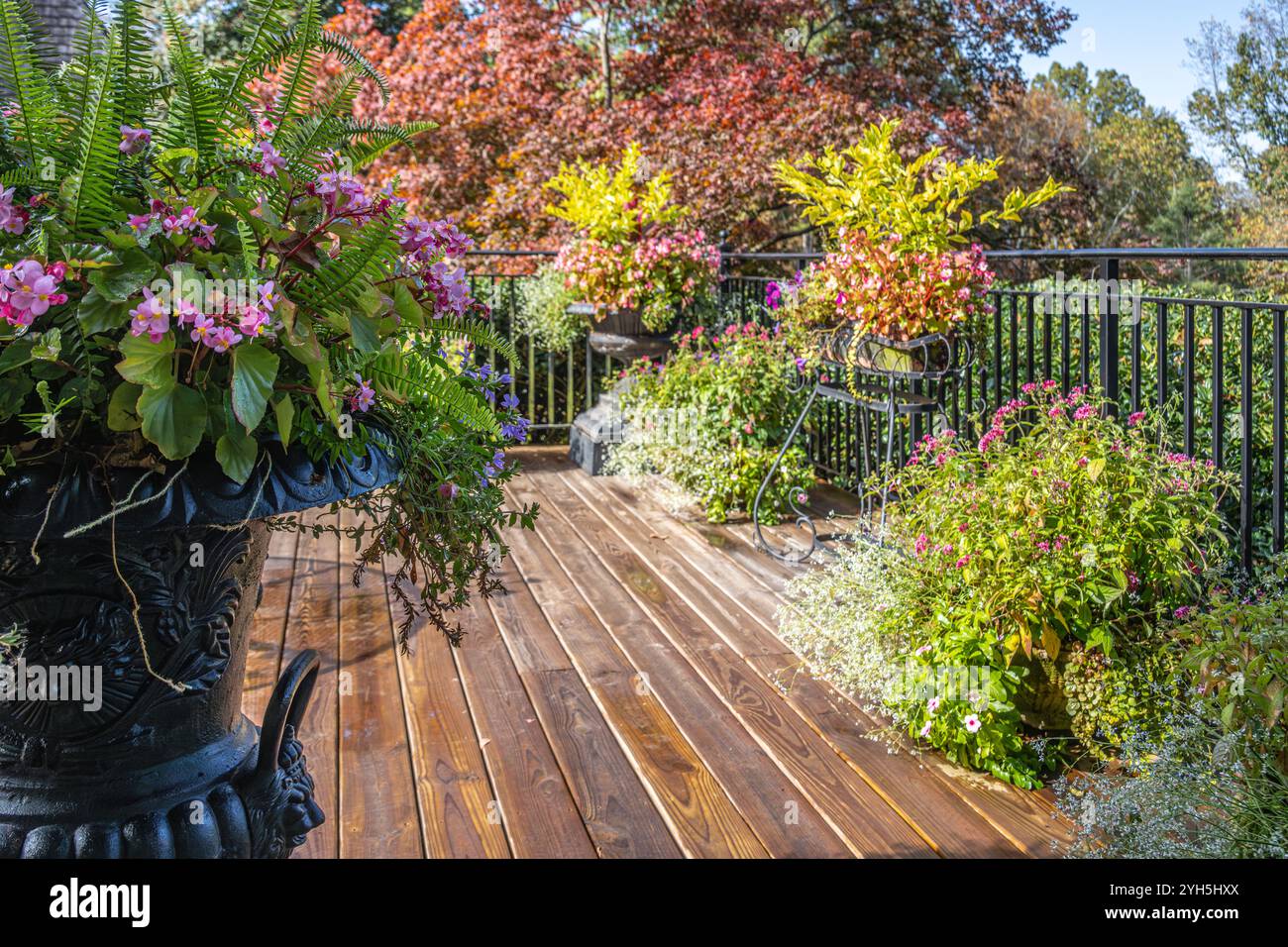 Plantes et arbres colorés au jardin de gazebo Manor House à Gibbs Gardens à Ball Ground, Géorgie. (ÉTATS-UNIS) Banque D'Images