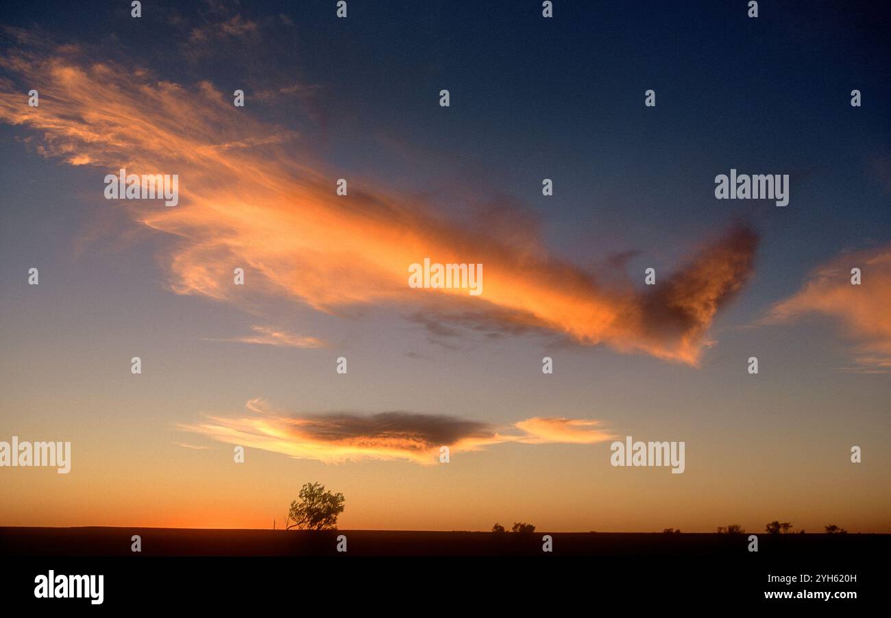 Nuage en forme de jambe et de pied humains au coucher du soleil, Australie Banque D'Images