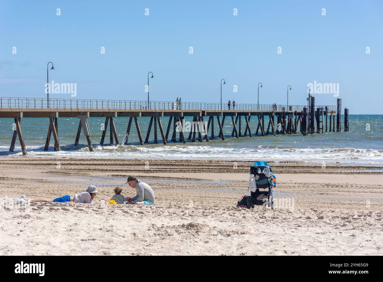 Glenelg Beach and Jetty, Glenelg, Adélaïde, Australie méridionale, Australie Banque D'Images