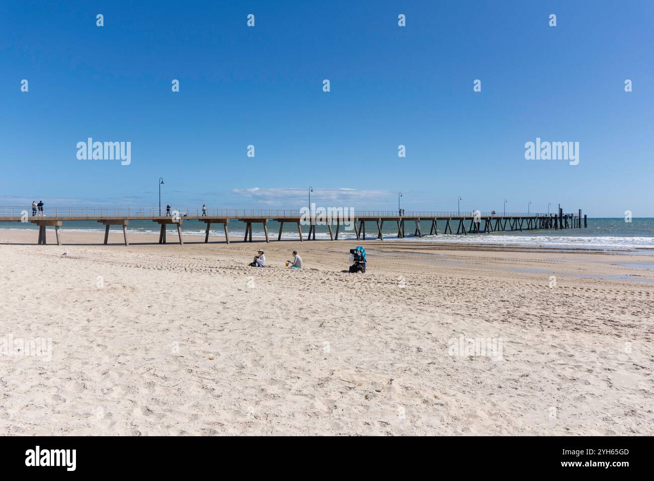 Glenelg Beach and Jetty, Glenelg, Adélaïde, Australie méridionale, Australie Banque D'Images