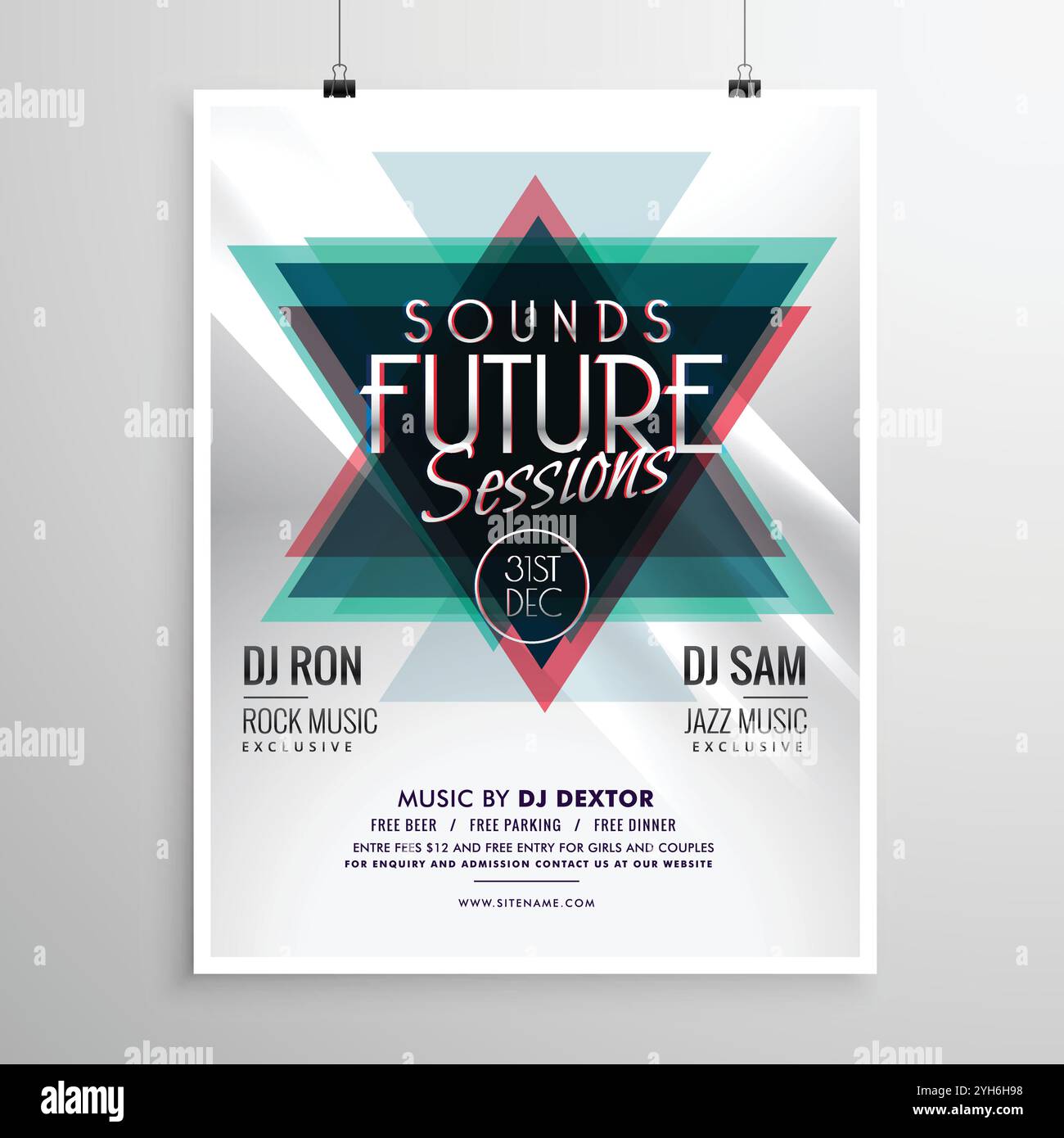 Modèle d'affiche flyer de l'événement avec des formes triangle abstrait Illustration de Vecteur