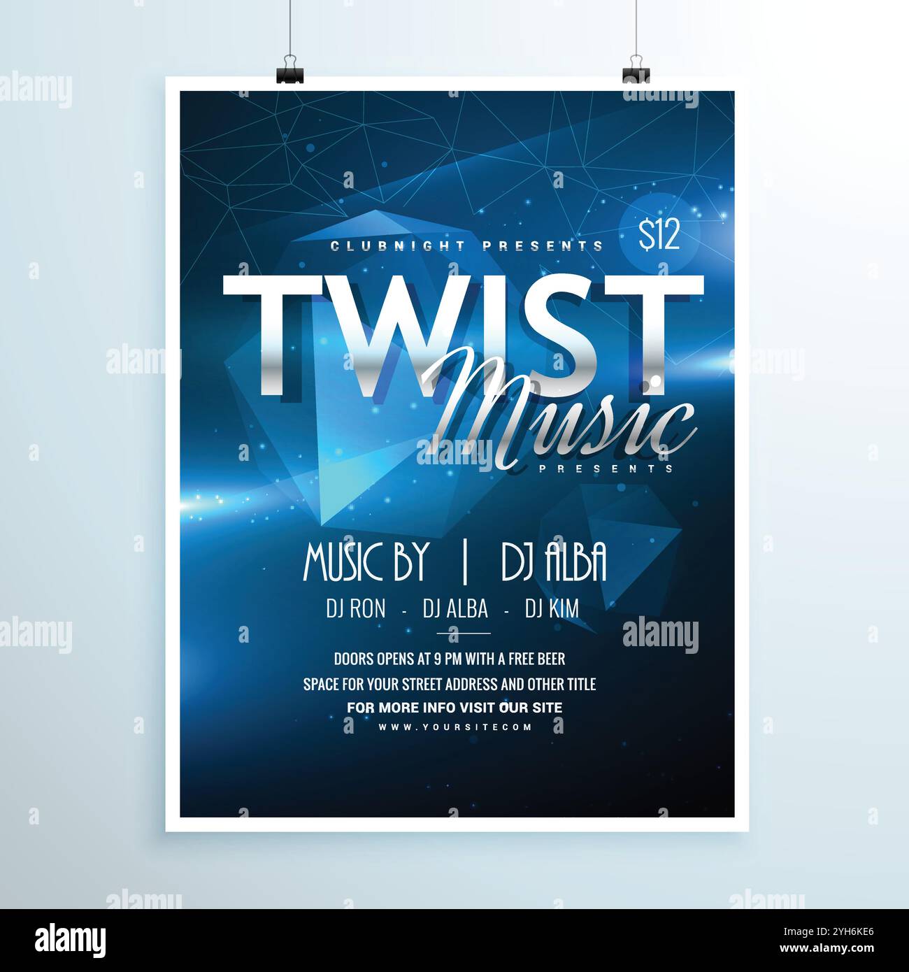 Abstract music party flyer invitation modèle de résumé fond bleu Illustration de Vecteur