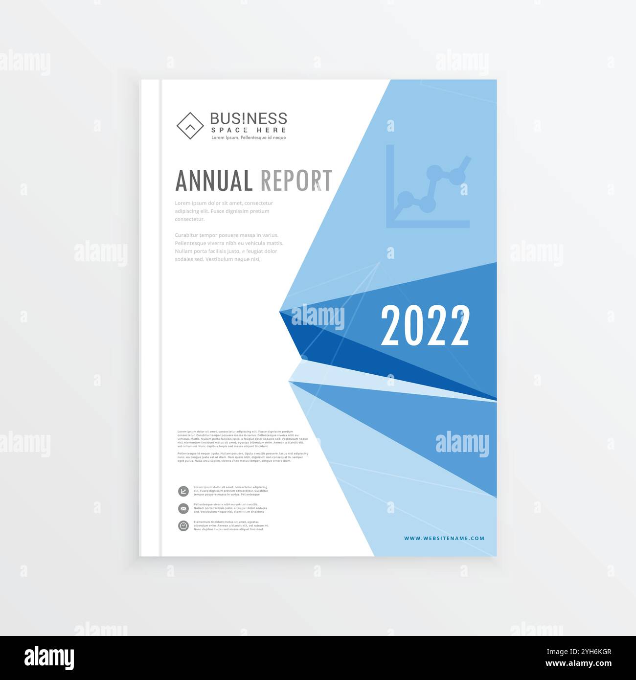 Rapport annuel marque page couverture du magazine au format A4 avec blue forme abstraite Illustration de Vecteur