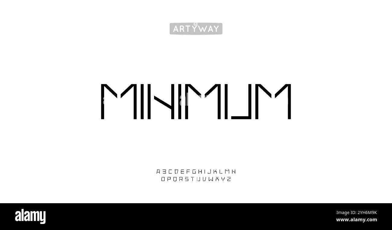 Alphabet géométrique minimaliste, lettres de segments de ligne, police pure futuriste pour logo tech moderne, titre polyvalent propre, linéaire modulaire Illustration de Vecteur