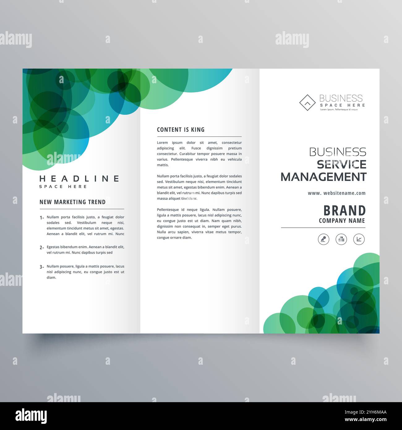 Abstrait moderne vert et bleu modèle brochure affaires cercles Illustration de Vecteur