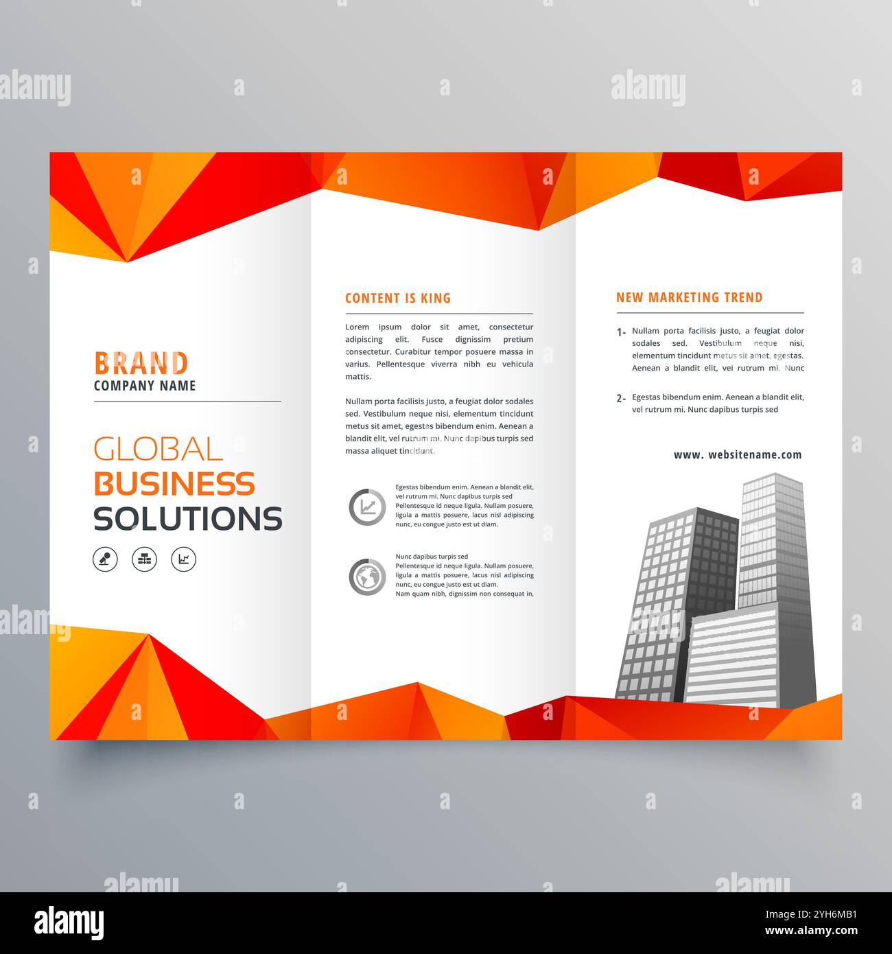 Creative élégante brochure avec des formes géométriques abstraites orange Illustration de Vecteur