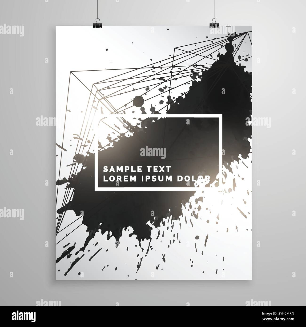Abstract black ink splatter dépliant poster template Illustration de Vecteur