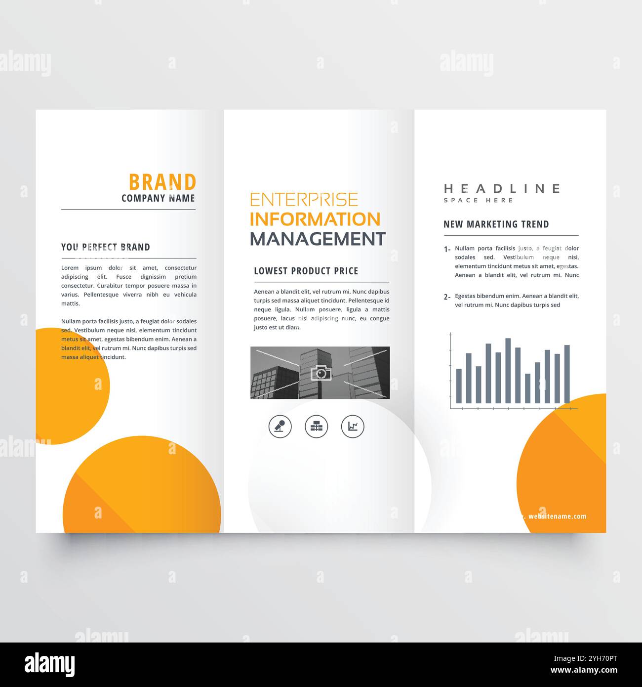 Entreprise L'entreprise brochure en trois volets conception avec les cercles orange Illustration de Vecteur