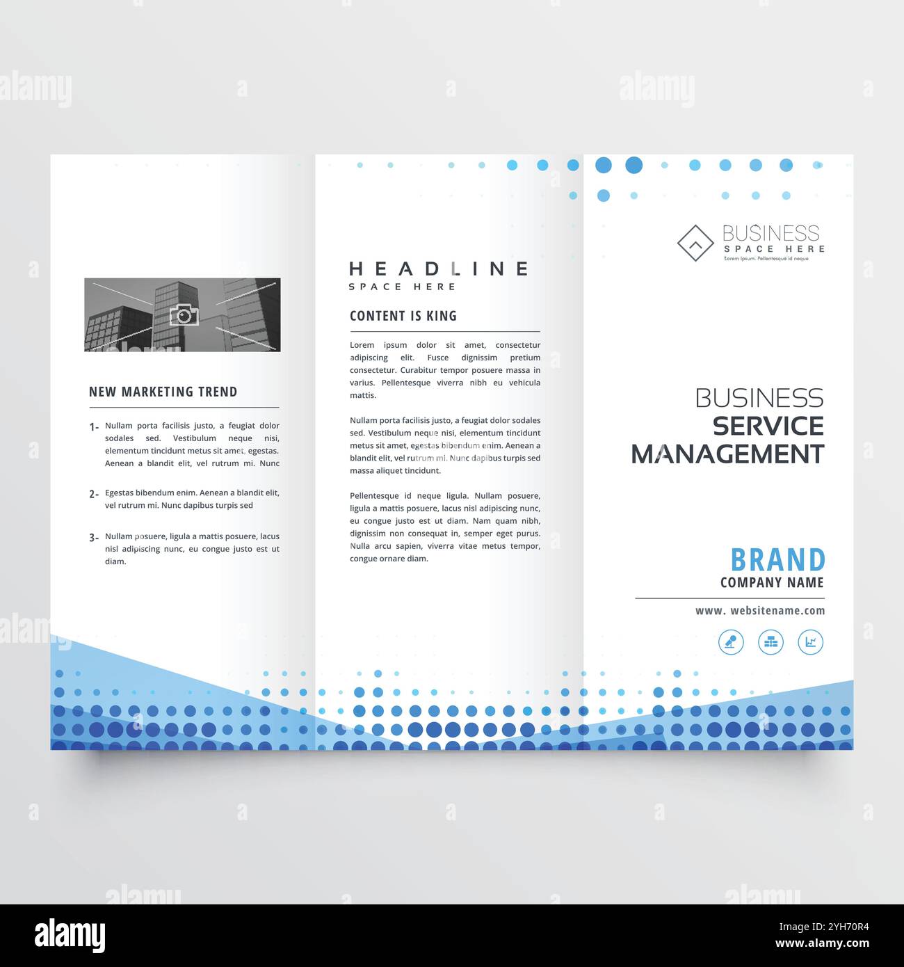 Nettoyez brochure en trois volets avec un effet bleu abstrait Illustration de Vecteur