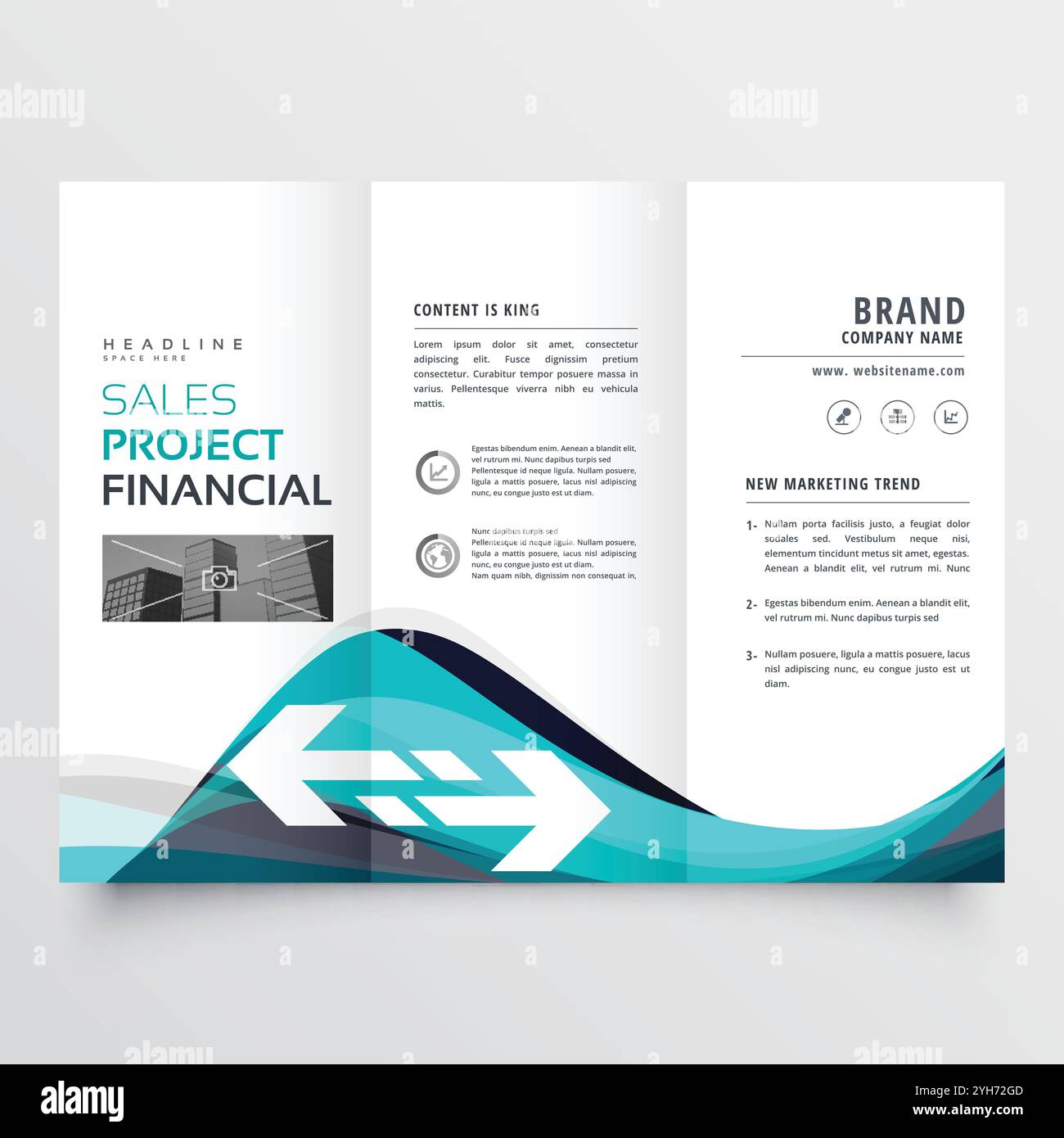 Bleu d'affaires impressionnant trifold brochure dépliant flyer design Illustration de Vecteur