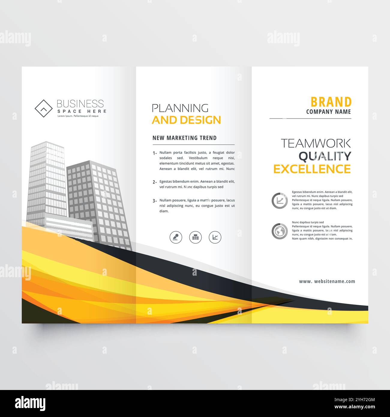 Vague jaune élégant modèle de conception de brochure pour votre entreprise Illustration de Vecteur