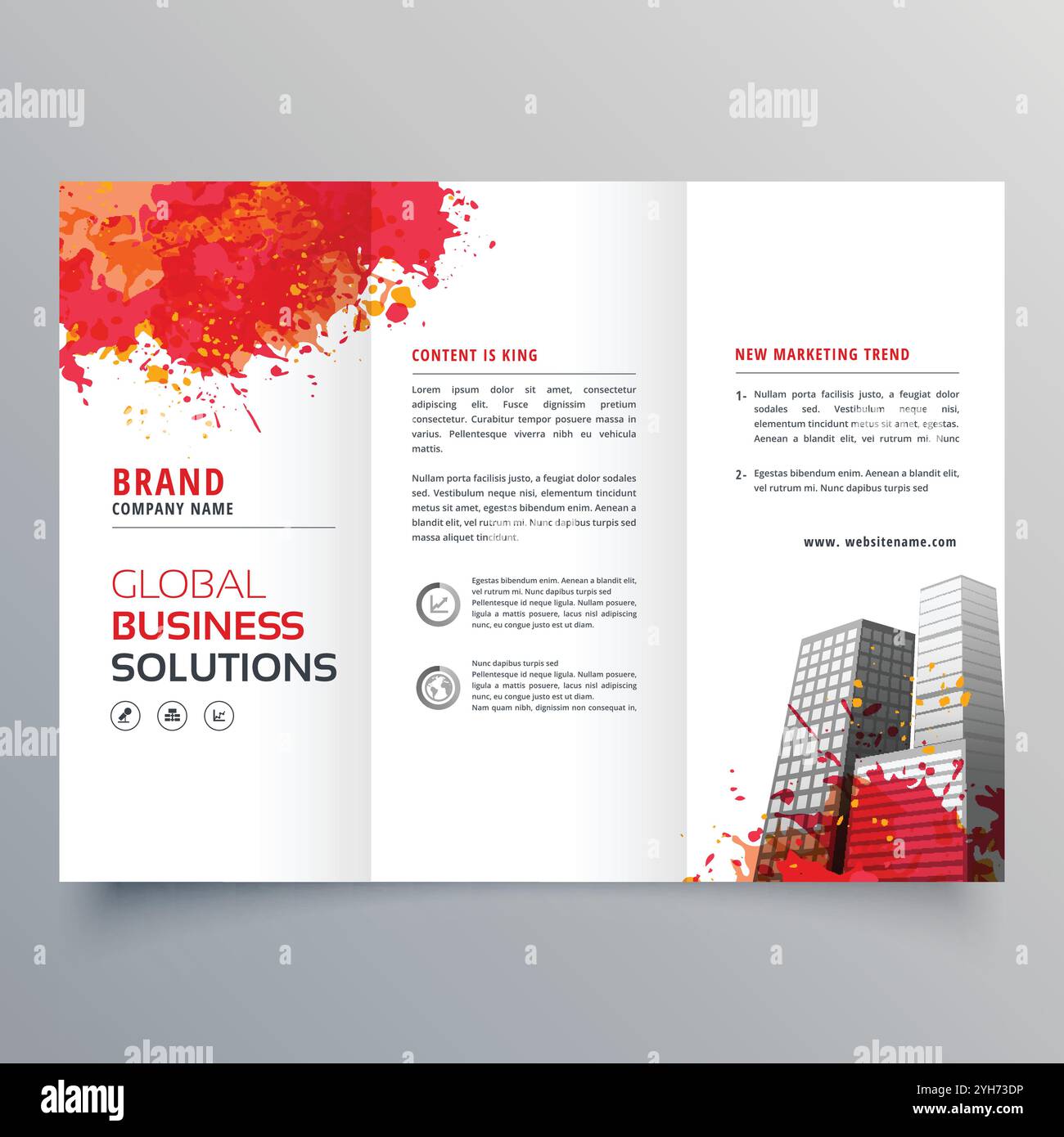 Résumé de l'encre rouge splatter brochure modèle de conception Illustration de Vecteur