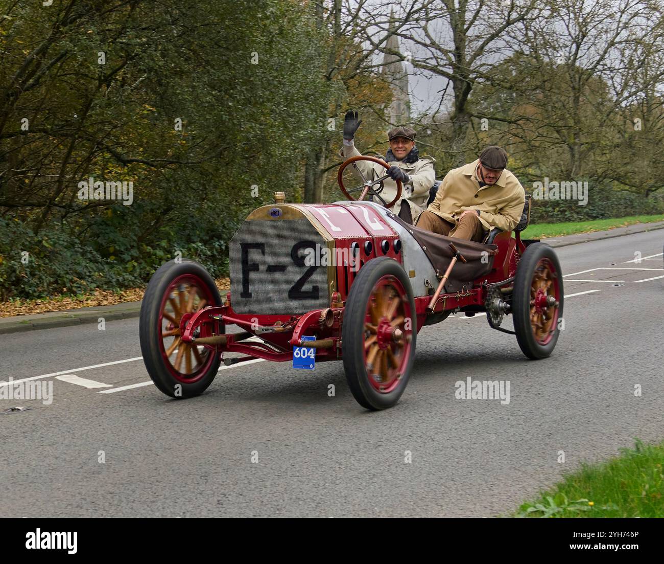 1904 Fiat F2 entrée 604 du Museo dell'automobile di Torino ou Turin automobile Museum à Londres à Brighton Veteran car run 2024 passant Redhill Banque D'Images