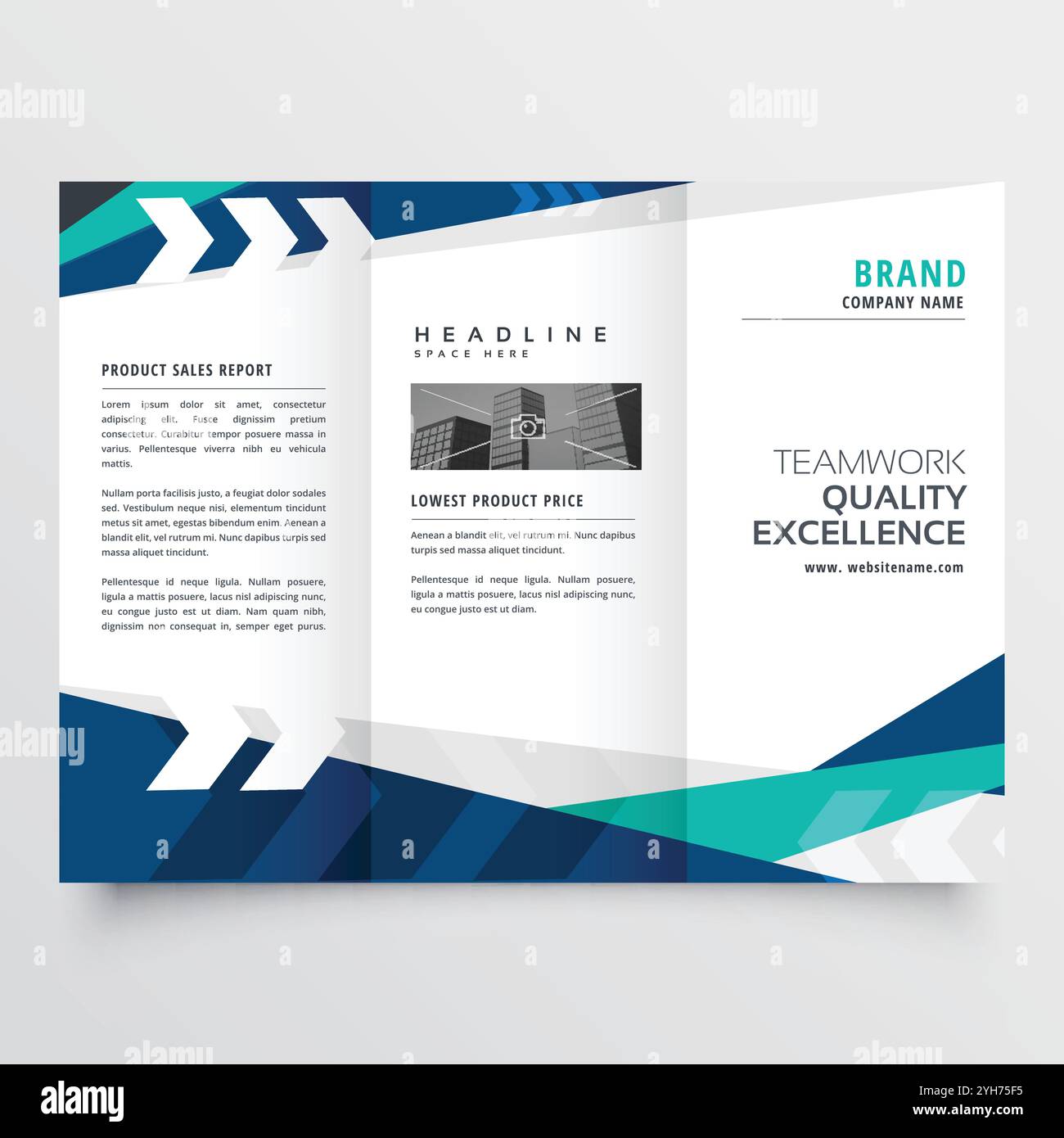 brochure professionnelle moderne en trois volets bleus Illustration de Vecteur