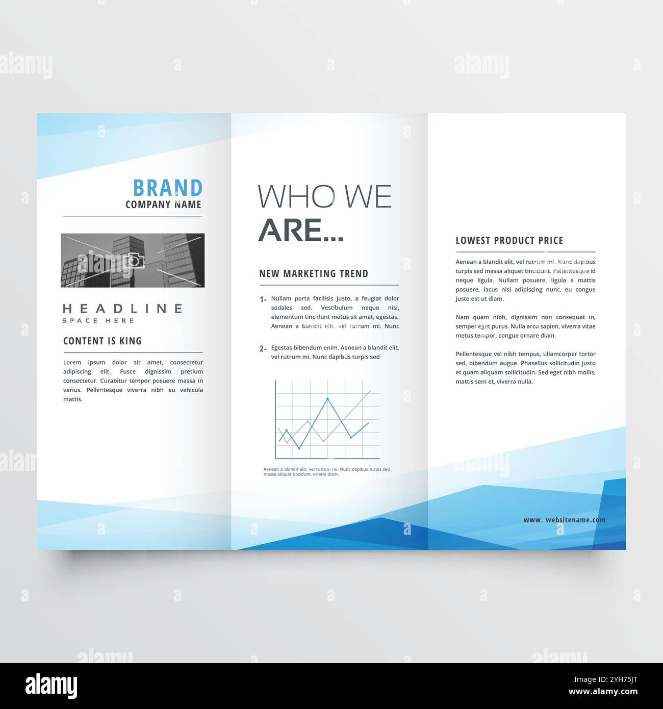 vecteur d'arrière-plan de mise en page de brochure triple pli bleu minimal Illustration de Vecteur