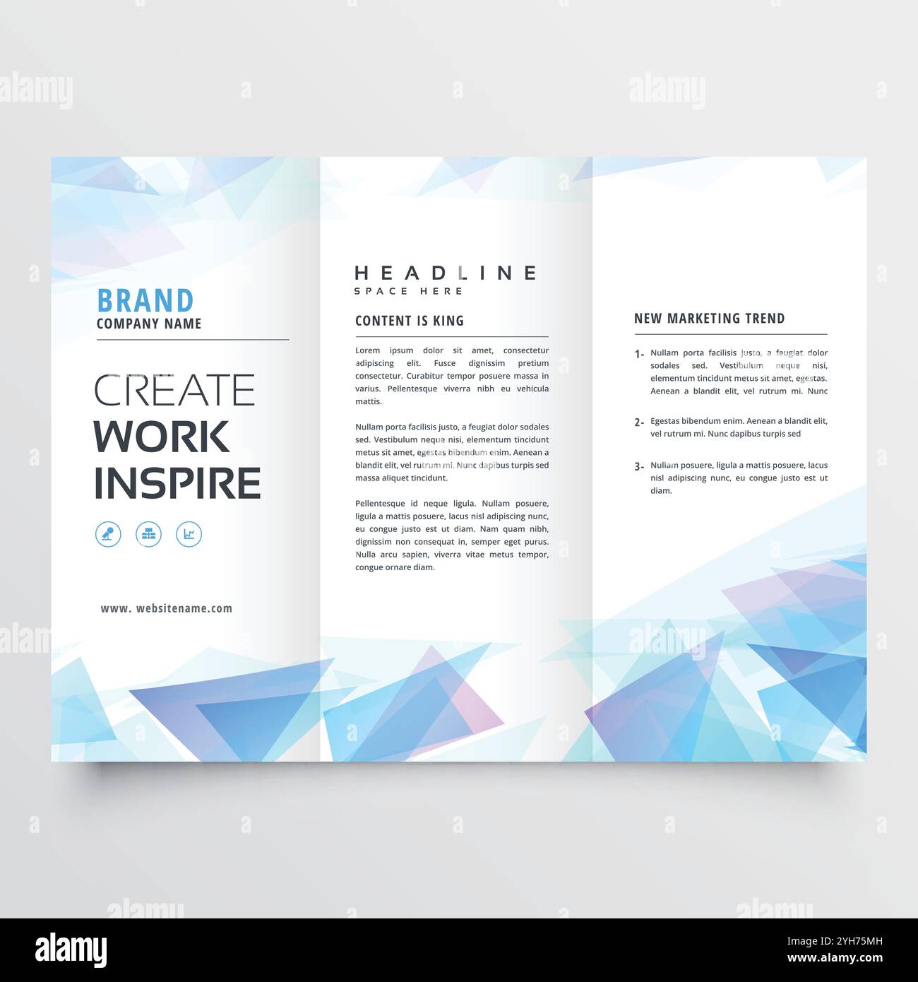 motif abstrait tripliure de brochure en forme de triangle bleu Illustration de Vecteur