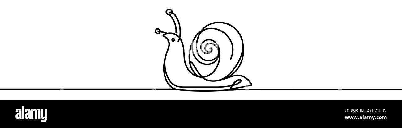 L'illustration simple d'un dessin au trait d'un escargot rampant est parfaite pour les projets sur le thème de la nature et de la faune Illustration de Vecteur