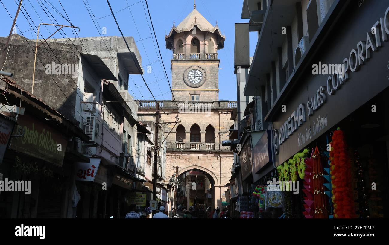 Tour de l'horloge à Rajkot, Gujarat, Inde Banque D'Images