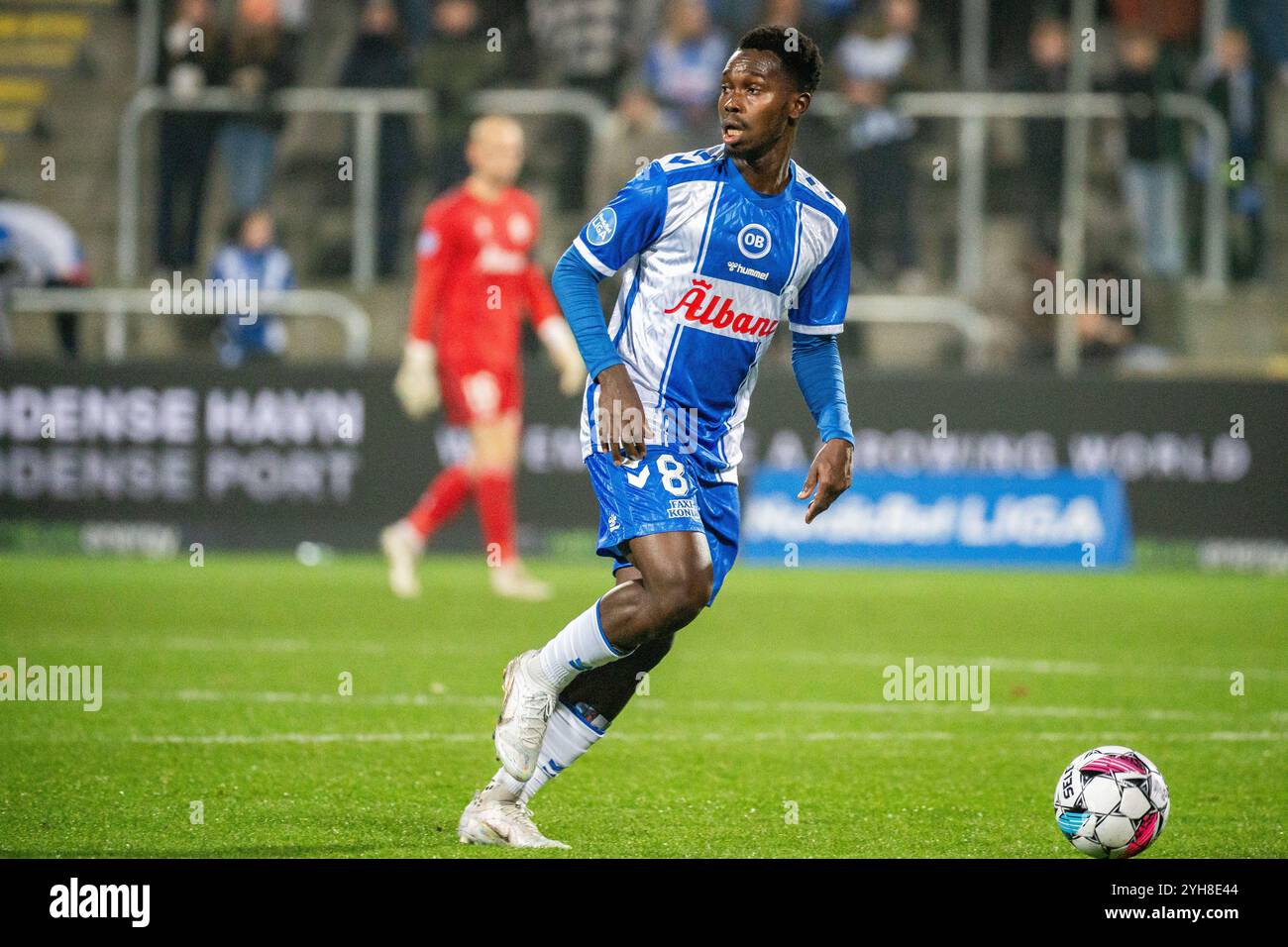 Odense, Danemark. 09 novembre 2024. Alasana Manneh (8 ans) de Odense BK vu lors du match NordicBet Liga entre Odense BK et AC Horsens au parc énergétique naturel à Odense. Crédit : Gonzales photo/Alamy Live News Banque D'Images