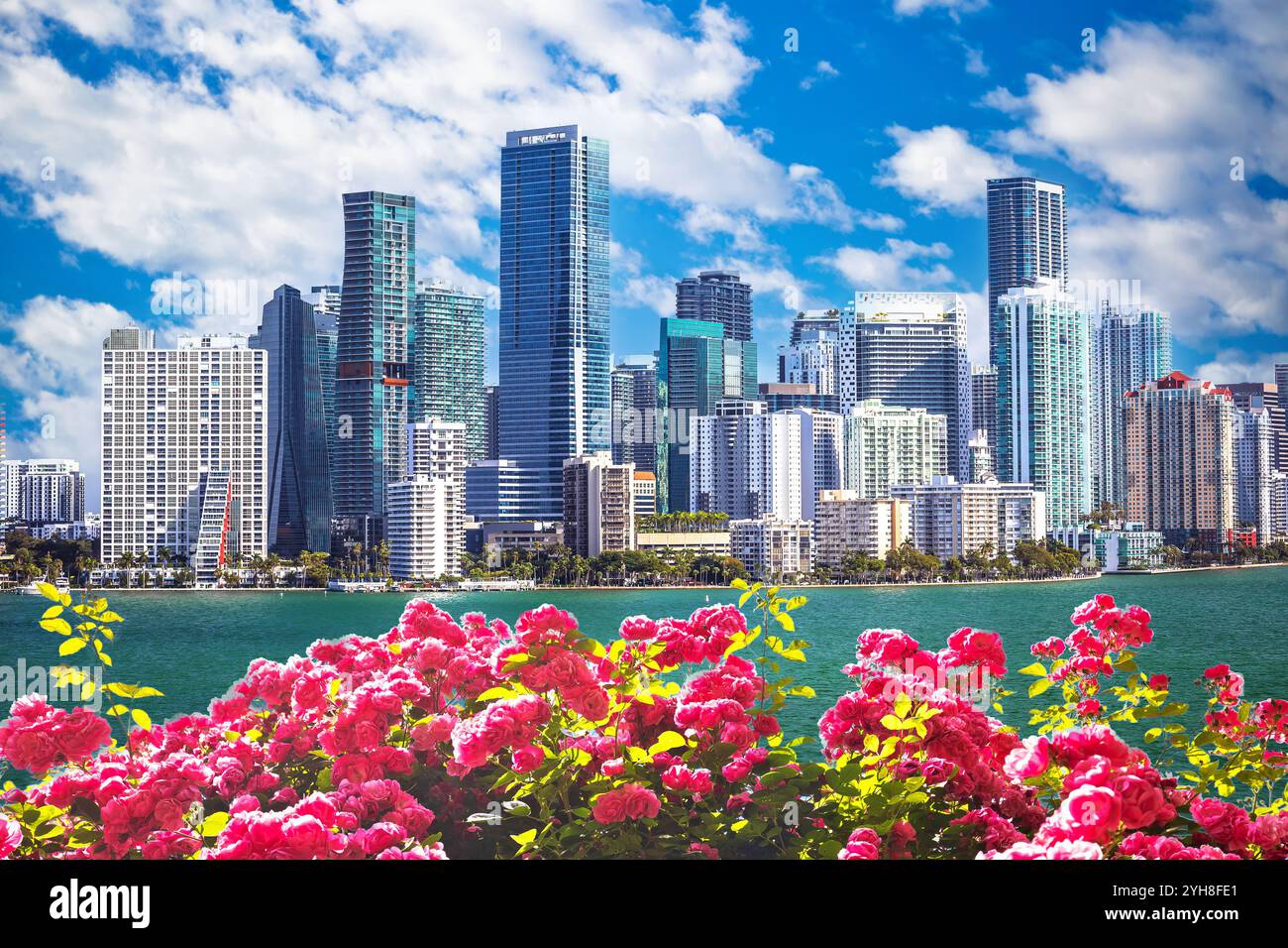 Horizon de Miami vue panoramique lumineuse et ensoleillée, Floride, États-Unis d'Amérique Banque D'Images