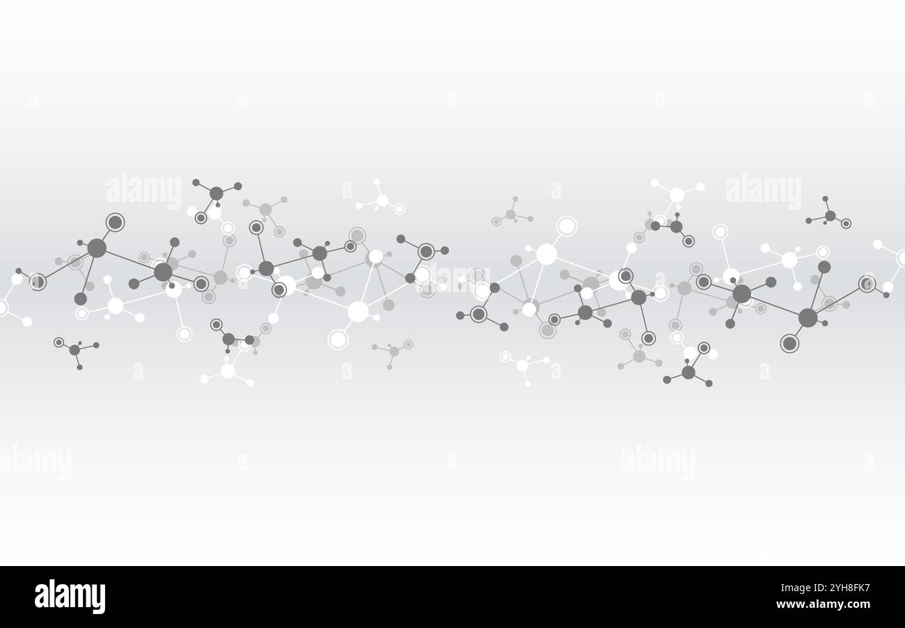 Illustration vectorielle de la structure moléculaire et du génie génétique, ADN des molécules, réseau neuronal, recherche scientifique.Arrière-plan abstrait pour innova Illustration de Vecteur