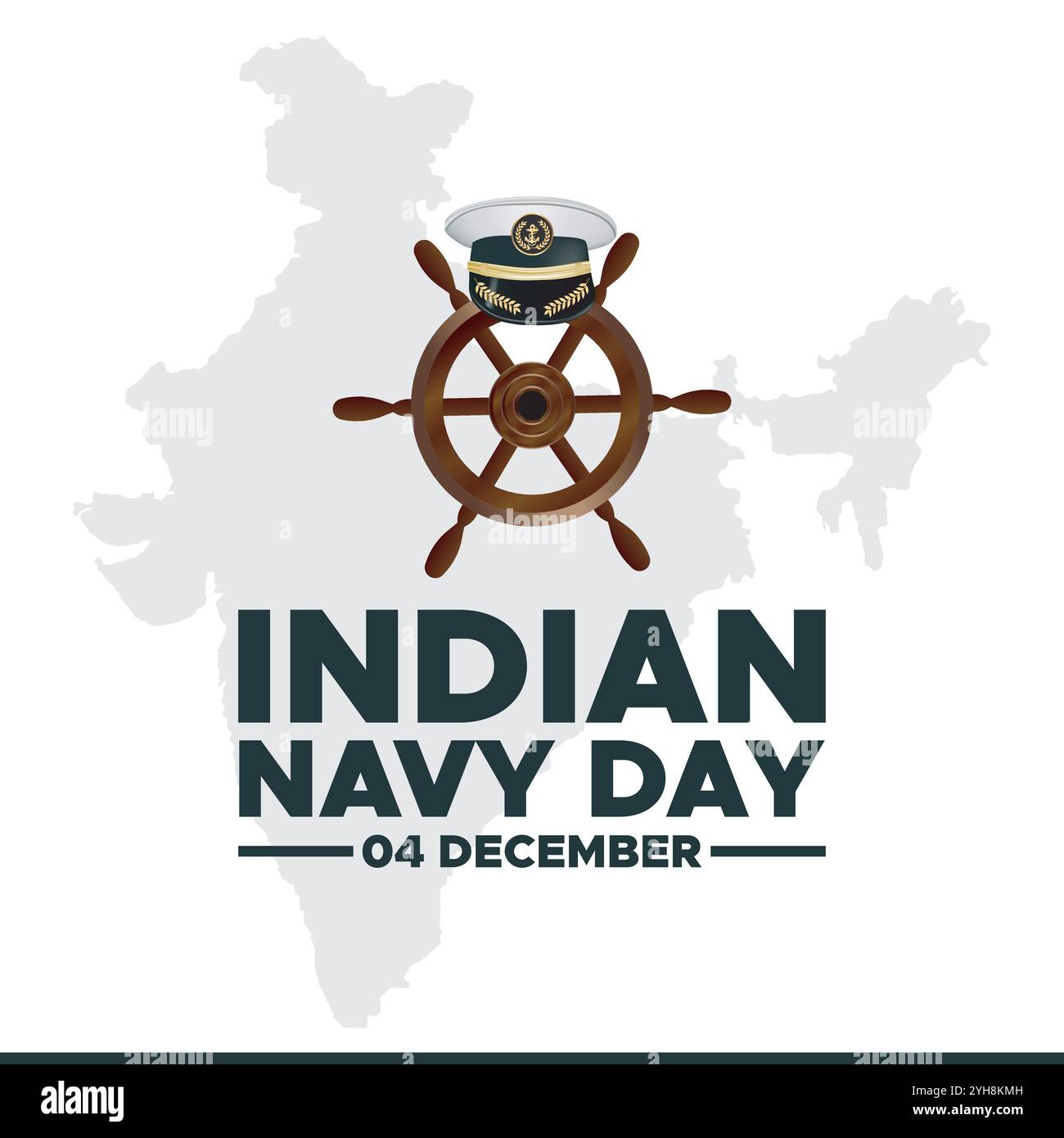 Célébration de la journée de la marine indienne. Carte de l'Inde avec navire de la marine de défense de l'armée indienne avec drapeau tricolore, illustration vectorielle créative du jour de la marine indienne. Indien n Illustration de Vecteur