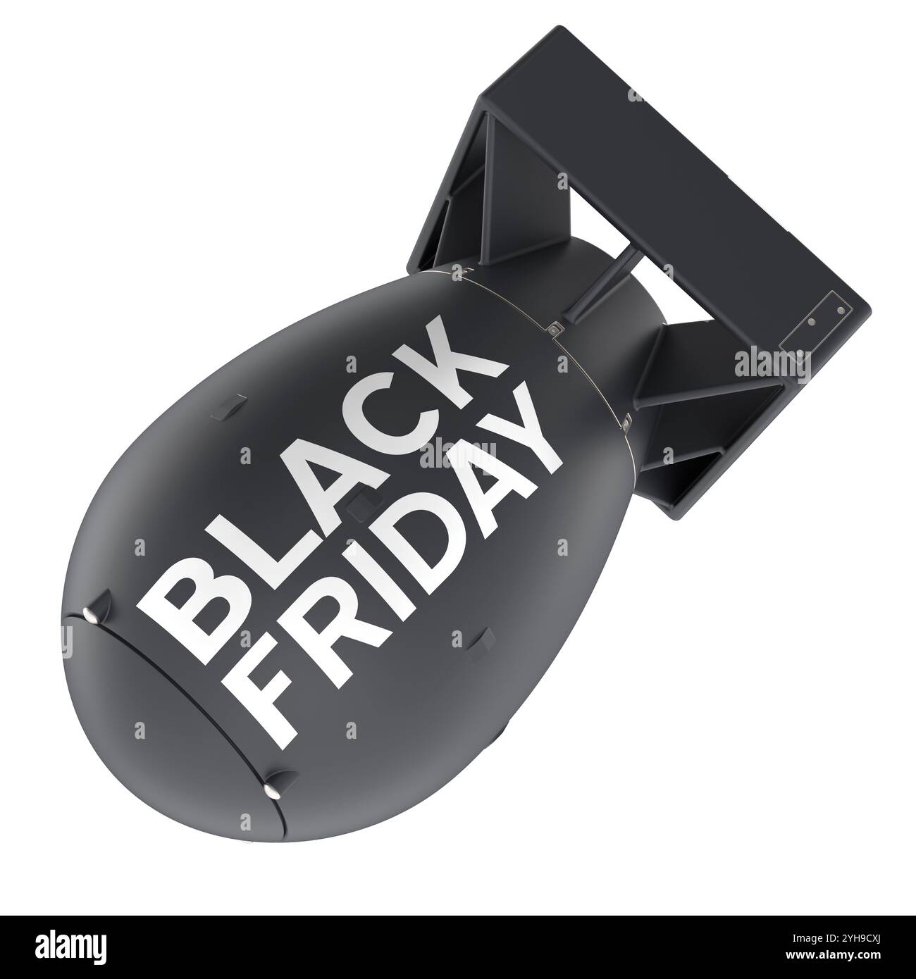 Black Friday, concept. Bombe avec inscription Black Friday. Rendu 3D isolé sur fond blanc Banque D'Images