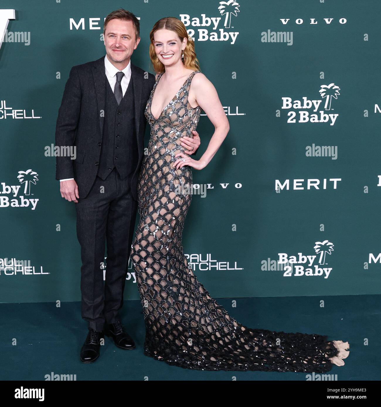 WEST HOLLYWOOD, LOS ANGELES, CALIFORNIE, États-Unis - NOVEMBRE 09 : Chris Hardwick et sa femme Lydia Hearst arrivent au Gala Baby2Baby 2024 présenté par Paul Mitchell au Pacific Design Center le 9 novembre 2024 à West Hollywood, Los Angeles, Californie, États-Unis. (Photo de Xavier Collin/image Press Agency) Banque D'Images