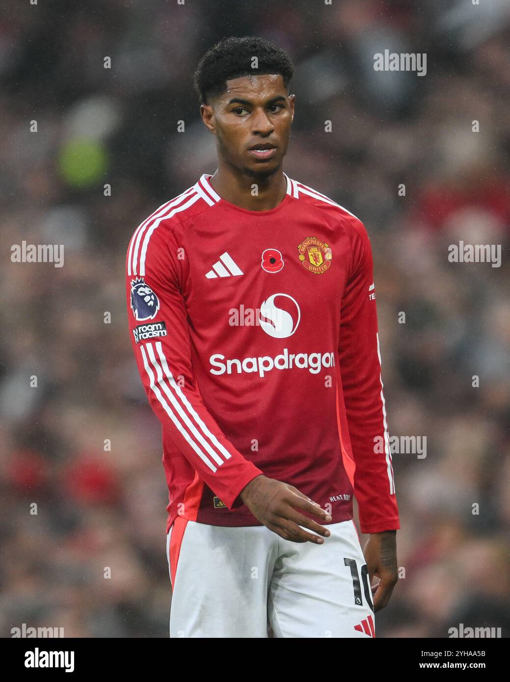 Marcus Rashford de Manchester United lors du match de premier League Manchester United vs Leicester City à Old Trafford, Manchester, Royaume-Uni, le 10 novembre 2024 (photo de Craig Thomas/News images) Banque D'Images