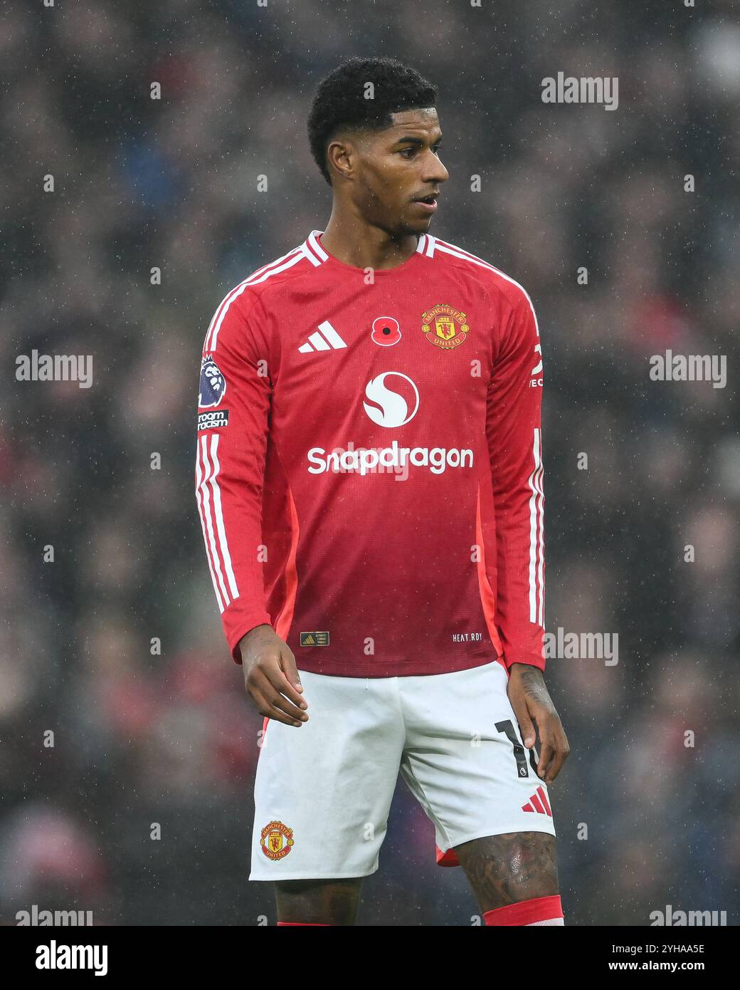 Marcus Rashford de Manchester United lors du match de premier League Manchester United vs Leicester City à Old Trafford, Manchester, Royaume-Uni, le 10 novembre 2024 (photo de Craig Thomas/News images) Banque D'Images