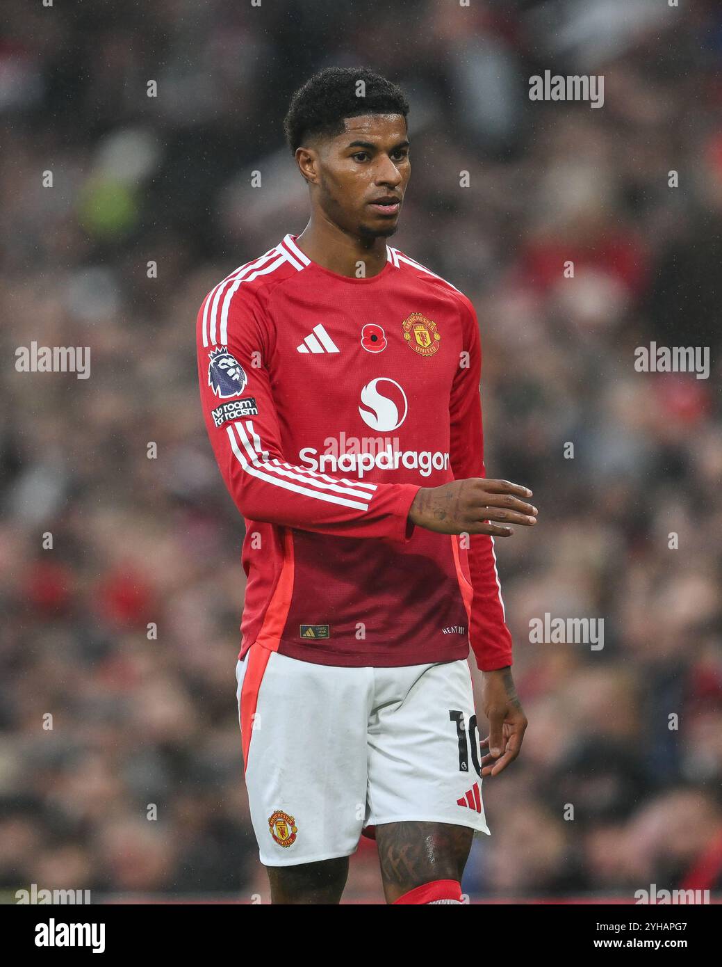 Marcus Rashford de Manchester United lors du match de premier League Manchester United vs Leicester City à Old Trafford, Manchester, Royaume-Uni, 10 novembre 2024 (photo par Craig Thomas/News images) in, le 11/10/2024. (Photo de Craig Thomas/News images/SIPA USA) crédit : SIPA USA/Alamy Live News Banque D'Images