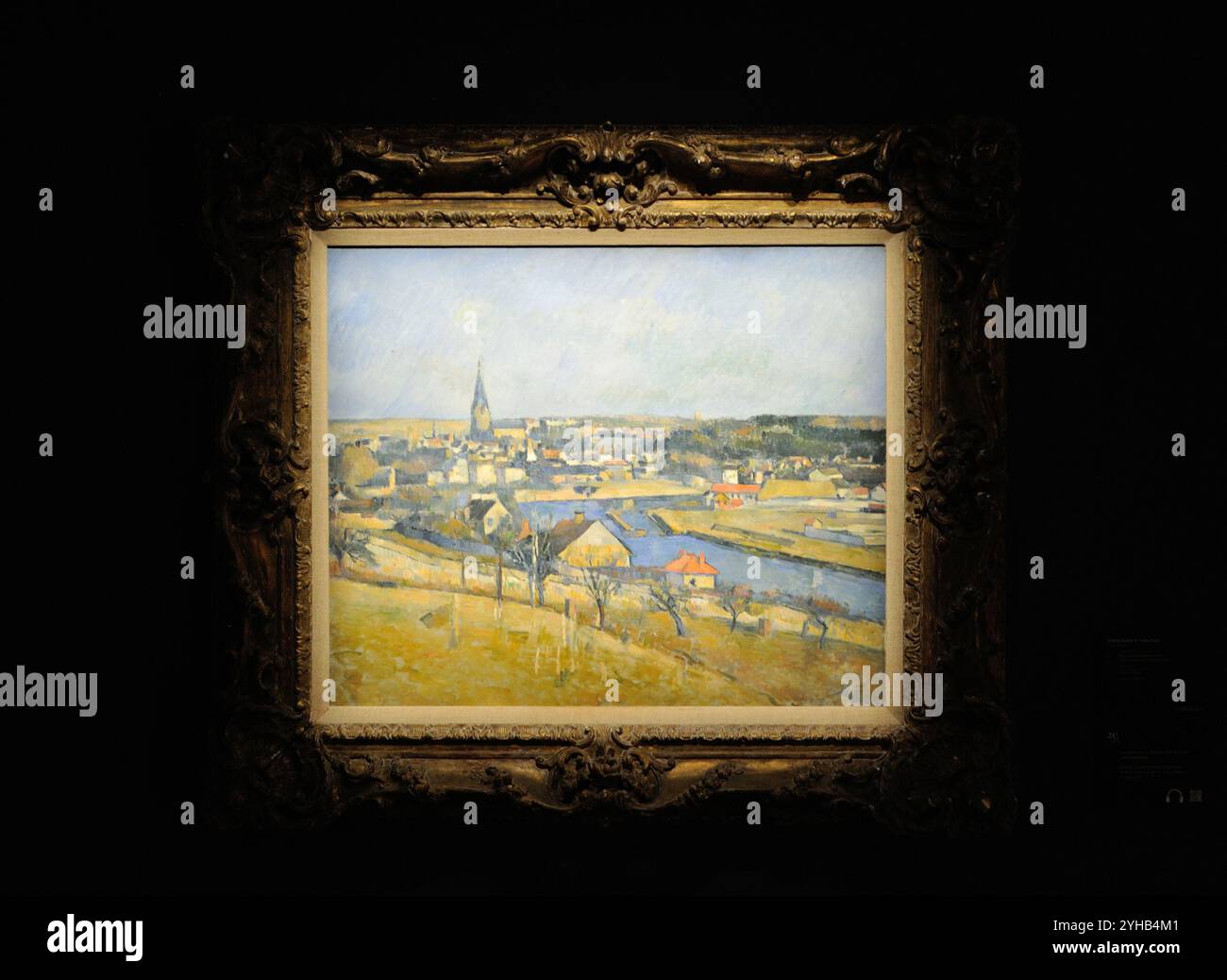 New York, États-Unis. 08 novembre 2024. Melun vu depuis le Mee-sur-Seine de Paul Cezanne (1879-80), vente aux enchères estimée à 5-10 millions de dollars, exposée chez Christie's à New York, NY le 8 novembre 2024. (Photo de Stephen Smith/Sipa USA) crédit : Sipa USA/Alamy Live News Banque D'Images