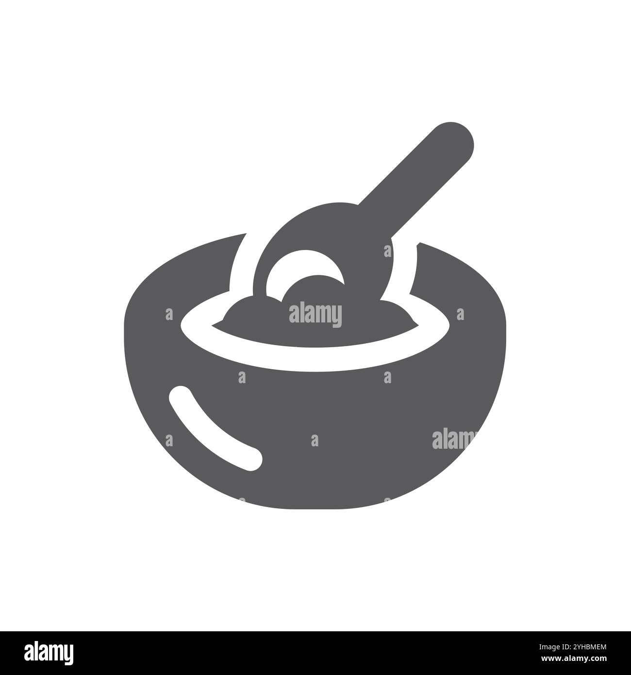 Bol de petit déjeuner avec icône de vecteur de cuillère. Symbole de porridge, de céréales ou de flocons d'avoine. Illustration de Vecteur