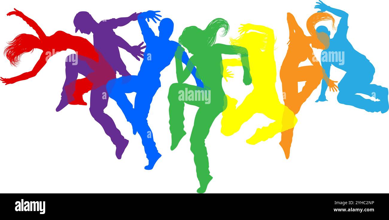Danseurs Silhouette Street Dance pose silhouettes Illustration de Vecteur