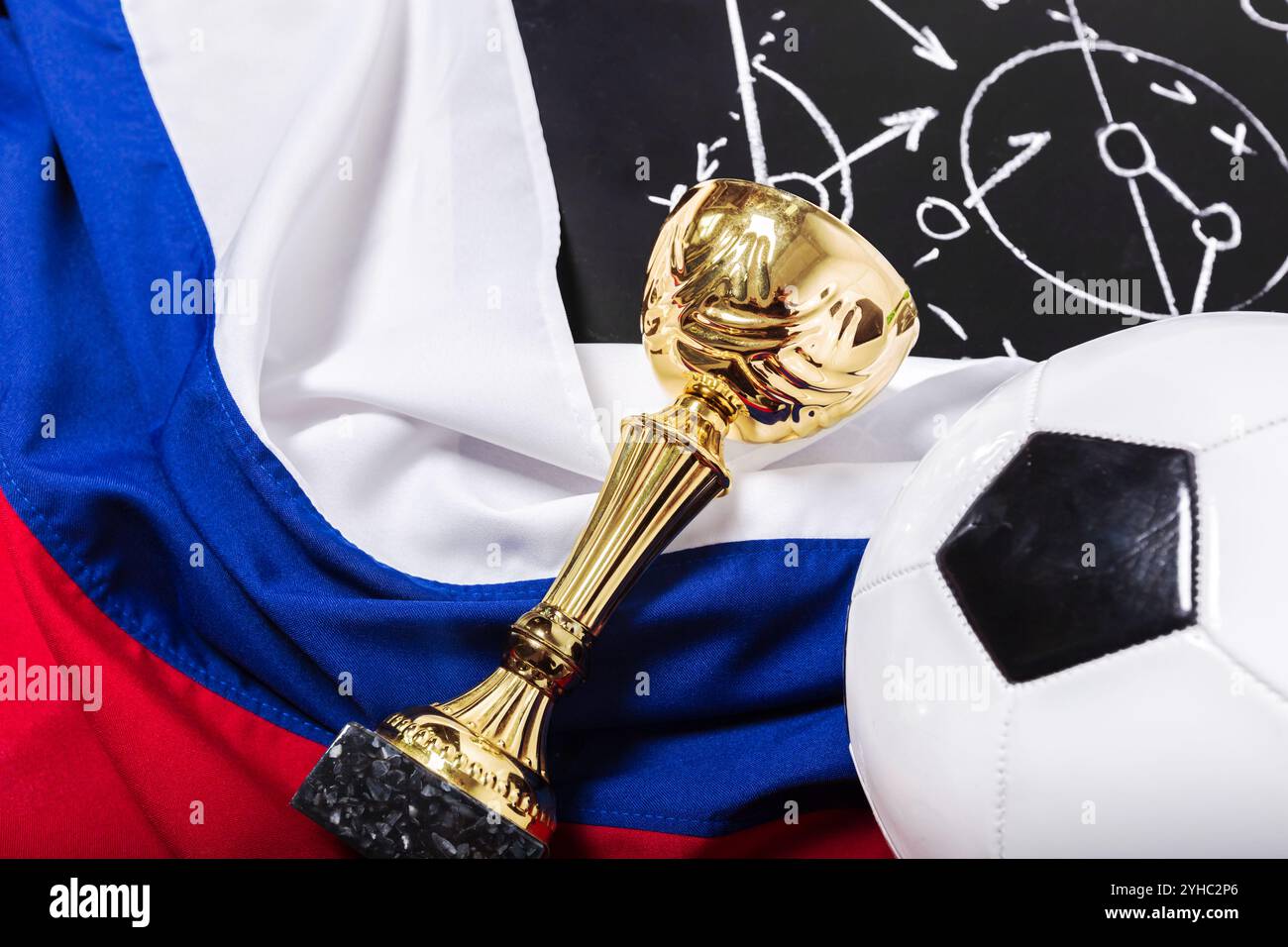 Chalk board plan Soccer avec formation tactique Banque D'Images