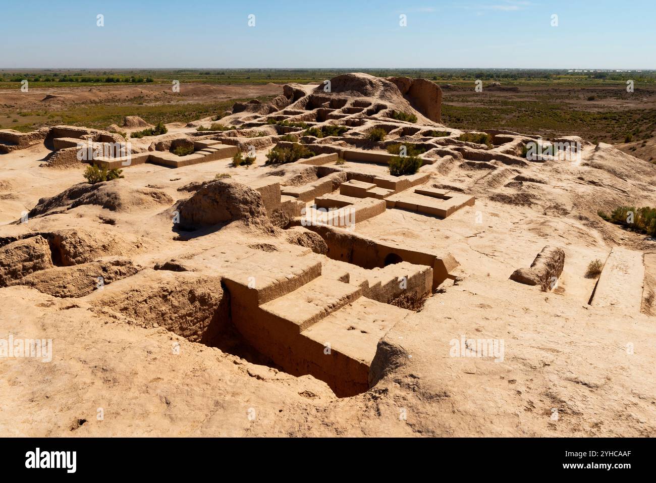 Fondations du palais à Toprak-Kala ou 'Earth City'. Toprak-Kala ruines de l'ancienne colonie et forteresse est un monument exceptionnel de cultu Banque D'Images