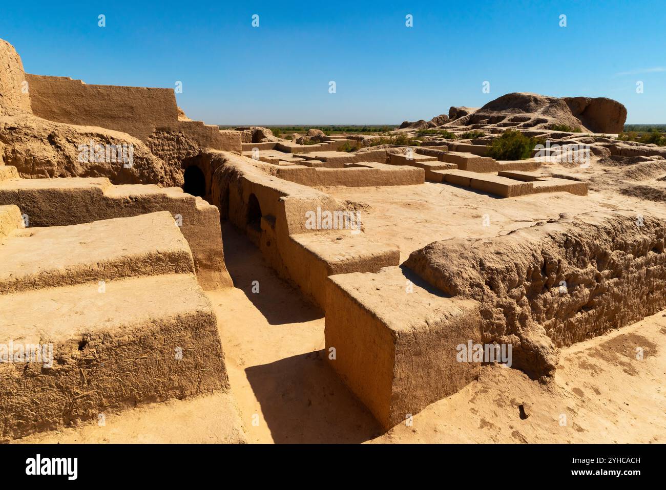 Fondations du palais à Toprak-Kala ou 'Earth City'. Toprak-Kala ruines de l'ancienne colonie et forteresse est un monument exceptionnel de cultu Banque D'Images